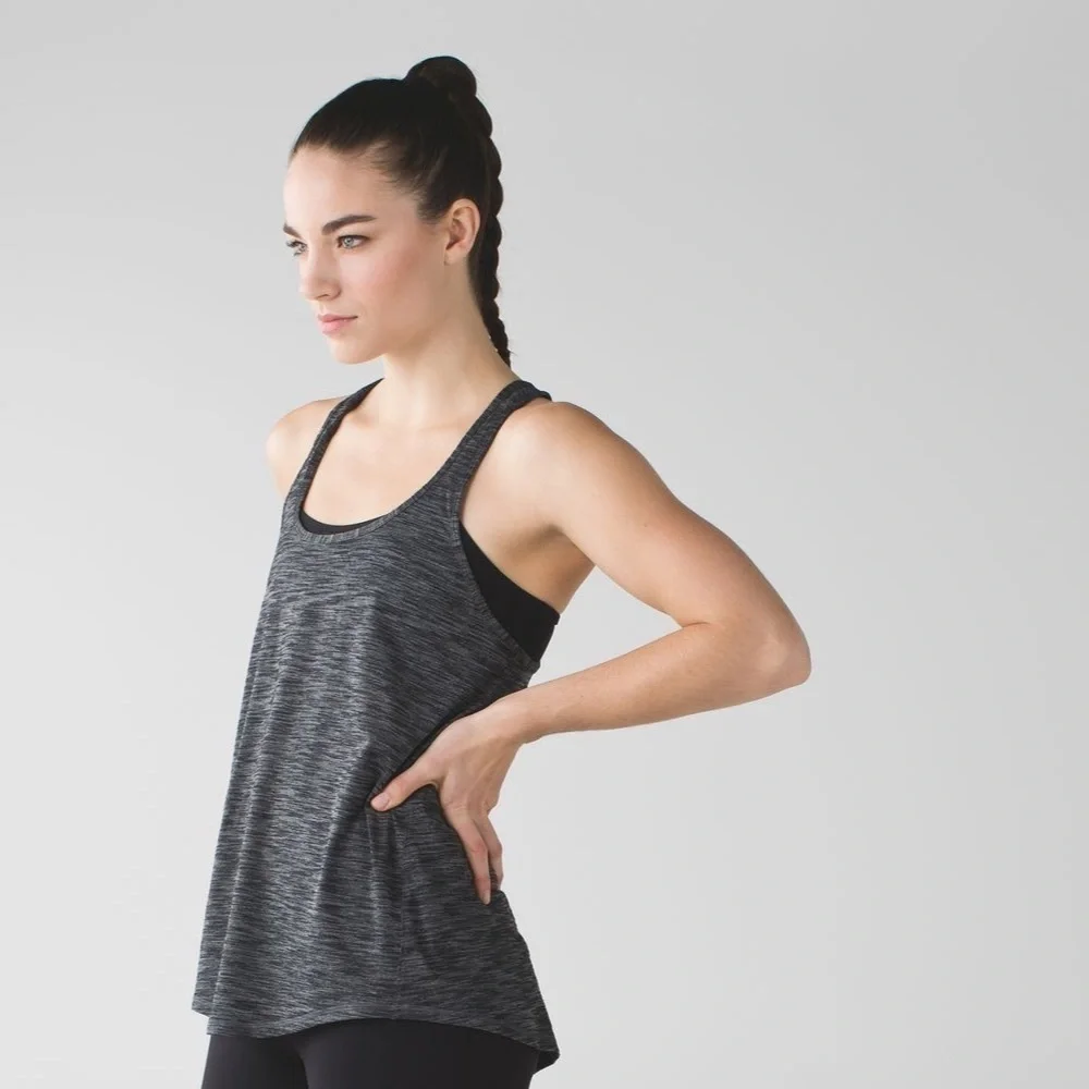 Lululemon salute the sun tank open back racerback grey healthered